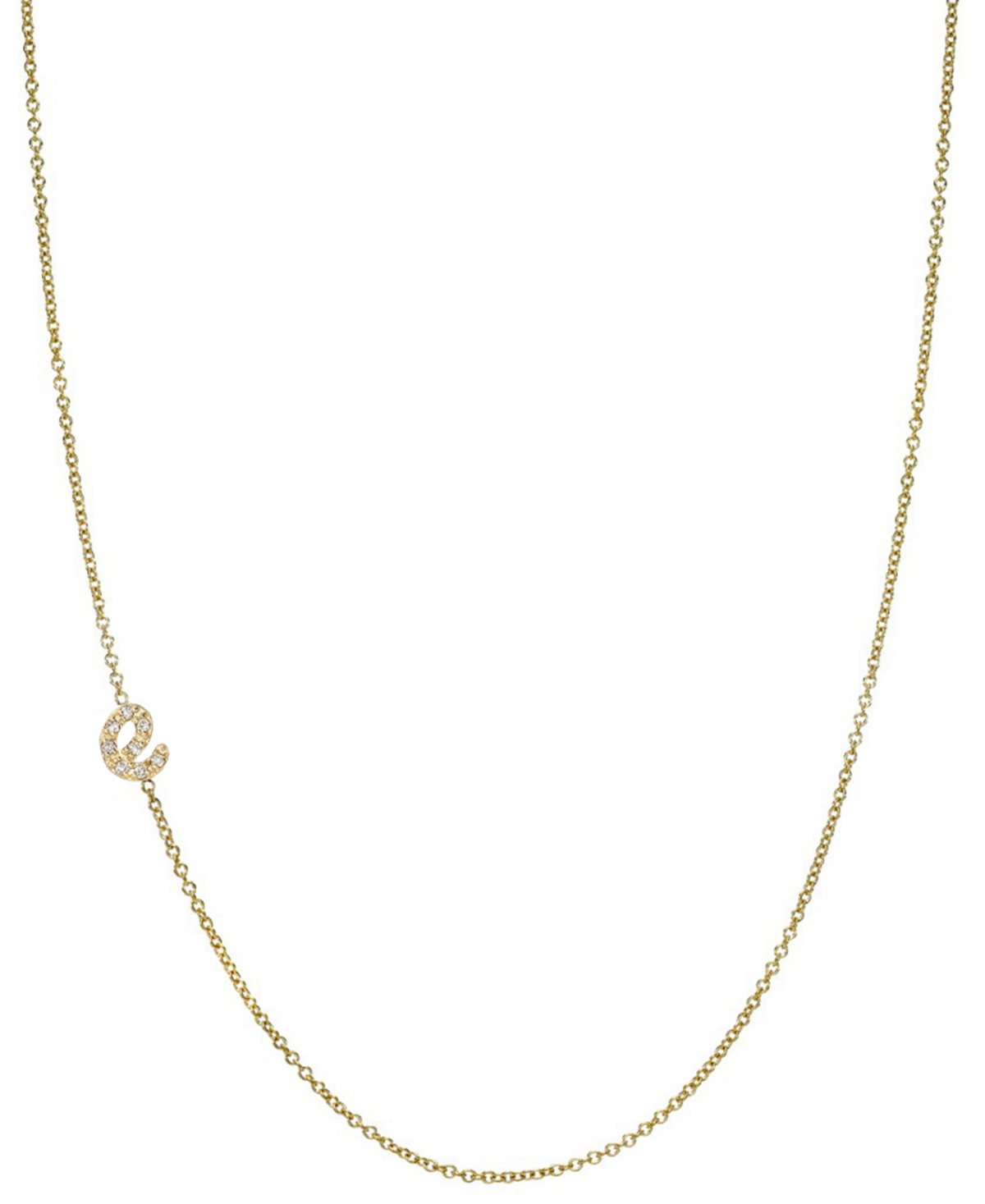 Diamond Initial Side Pendant Necklace (1/20 ct. t.w.) in 14k Gold, 16" + 2' extender - R