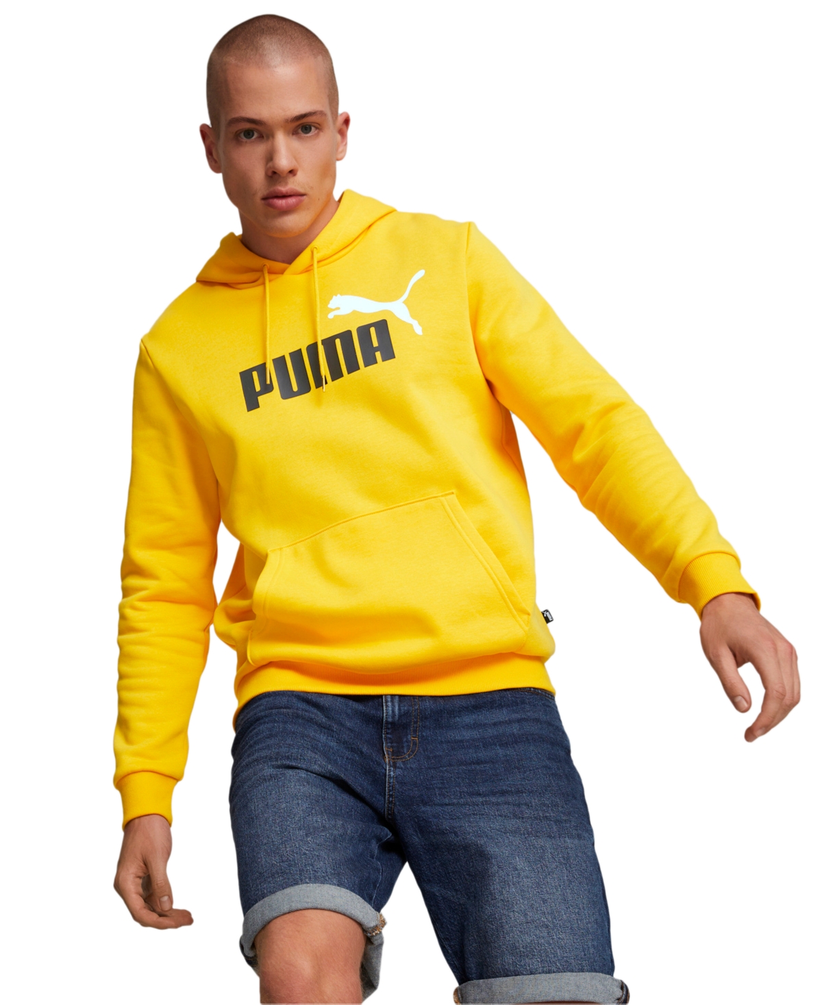 Puma Men's Essential Cat Logo Adjustable Drawstring Hoodie In Tangerine