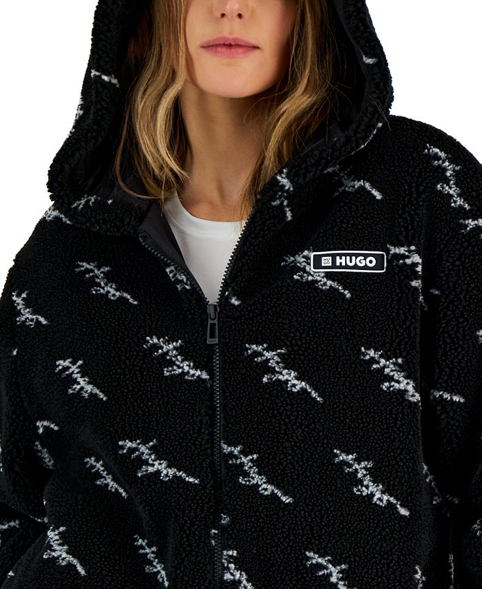 Zip up hooded teddy jacket clearance