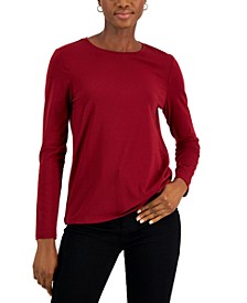 Women's Long-Sleeve Crewneck T-Shirt, Created for Macy's