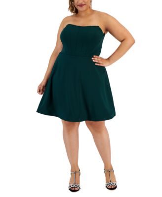 B Darlin - Trendy Plus Size Strapless Bustier Dress