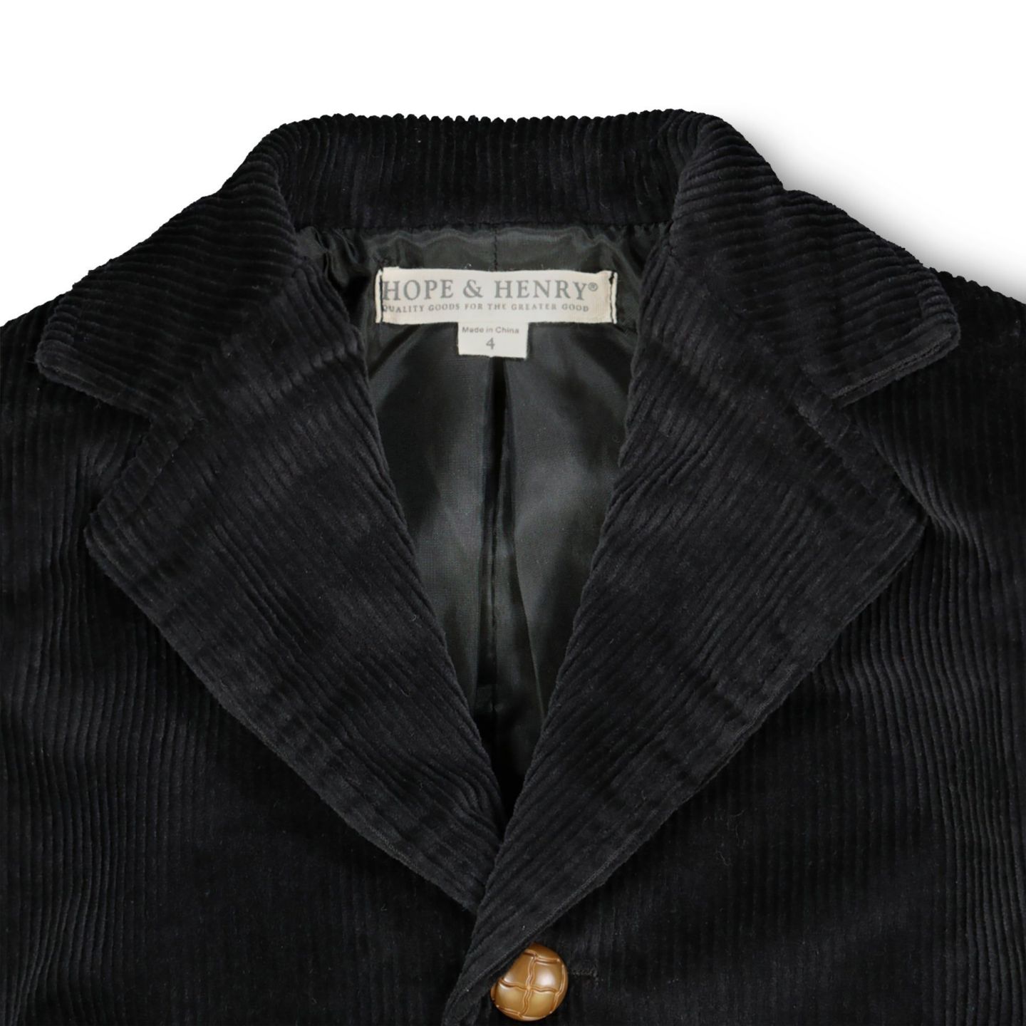 Пиджак Hope & Henry Corduroy Blazer with Elbow Patches для мальчиков-малышей, цвет: Чёрный — фото 2