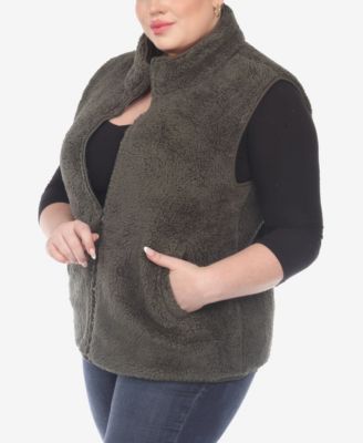 Plus Size Women's Zip Up Sherpa Vest Jacket
