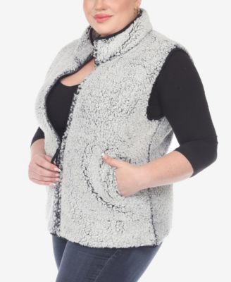 Plus Size Women's Zip Up Sherpa Vest Jacket