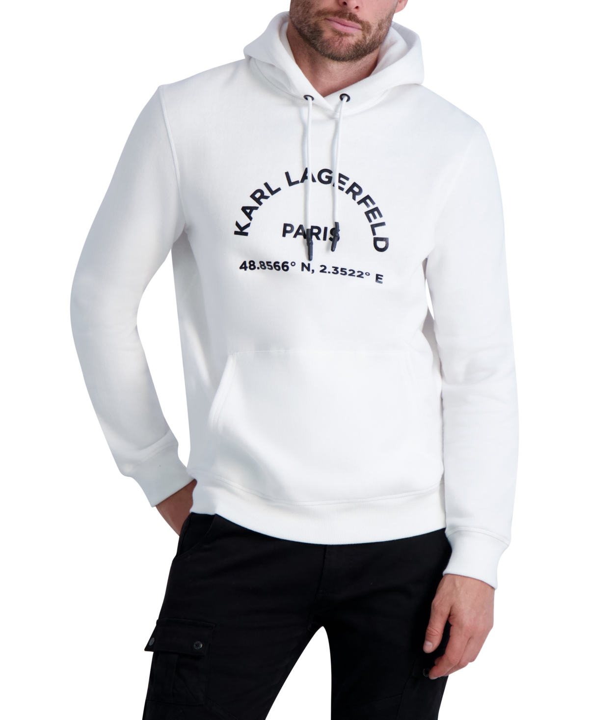 Karl Lagerfeld Men's Latitude/longitude Loose-fit Logo-print