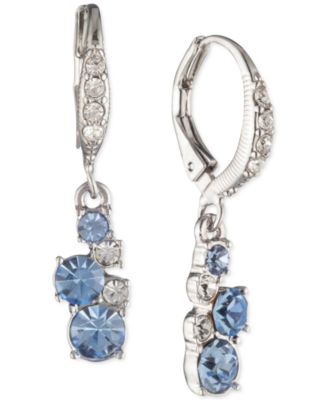 Silver-Tone 2-Pc. Set Stone Scatter Cluster Cuff Bangle Bracelet & Matching Drop Earrings