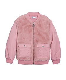 Big Girls Faux Fur Bomber Jacket, Created For Macy's 