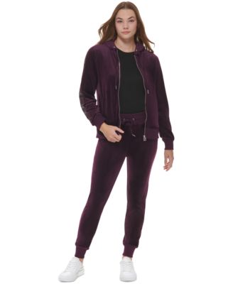 Calvin Klein Velour Jacket With Faux Leather Trim Velour Jogger Pant