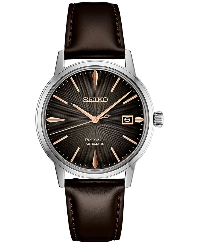 Seiko Men's Automatic Presage Brown Leather Strap Watch 40mm & Reviews -  All Watches - Jewelry & Watches - Macy's