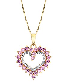 Pink Sapphire (1-3/8 ct. t.w.) & Diamond (1/10 ct. t.w.) Open Heart 18" Pendant Necklace in 10k Gold