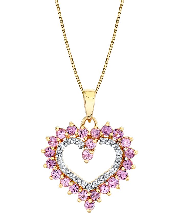 Macy's pink sapphire heart hot sale necklace
