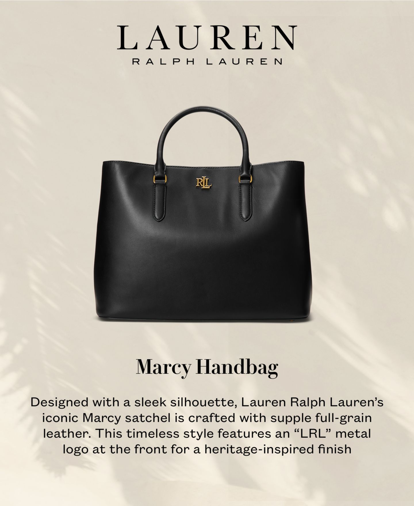 Женская сумка Lauren Ralph Lauren Full-Grain Leather Large Marcy Satchel, цвет: Чёрный — фото 7