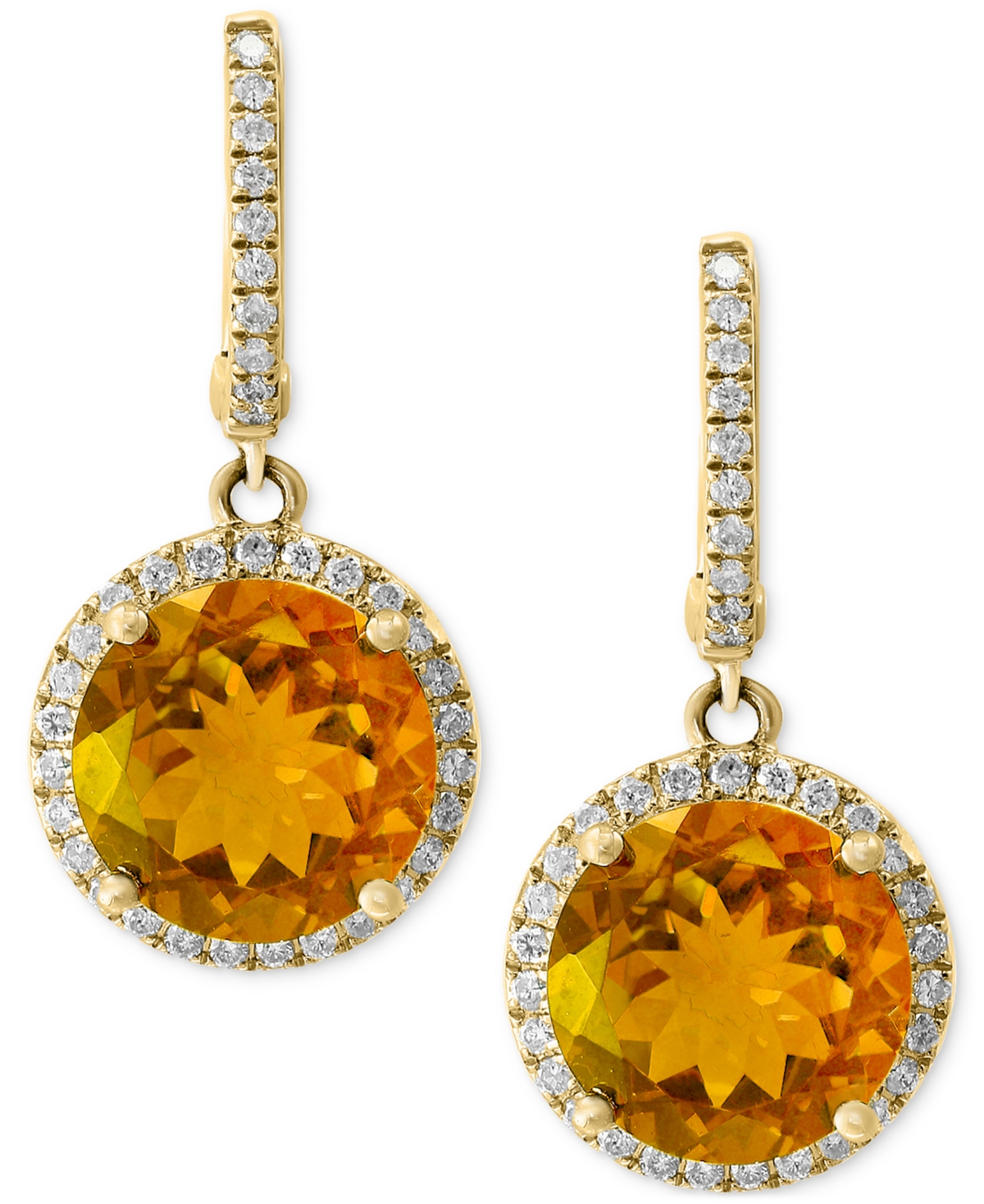 Lali Jewels Citrine (6-3/8 ct. t.w.) & Diamond (3/8 ct. t.w.) Halo Drop Earrings in 14k Gold