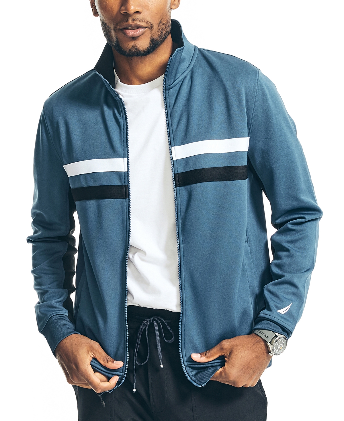Nautica Men's Navtech Performance Sustainably Crafted Track Jacket In Lapis Blue