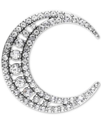 Lucky Brand - Silver-Tone Pav&eacute; Crystal Moon Brooch