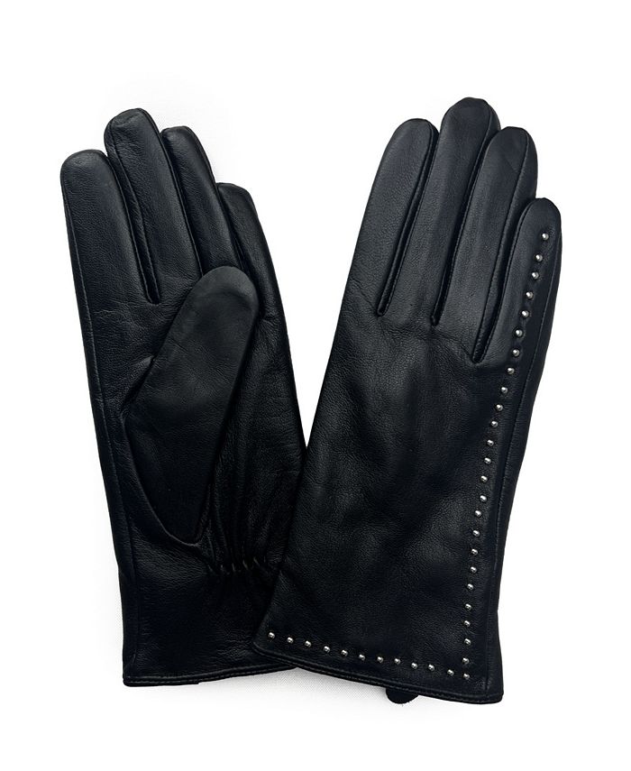Marcus Adler Women's Studded Genuine Leather Touchscreen Glove - Macy's