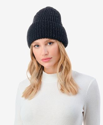 Women's Lurex Ribbed Knit Cuff Beanie