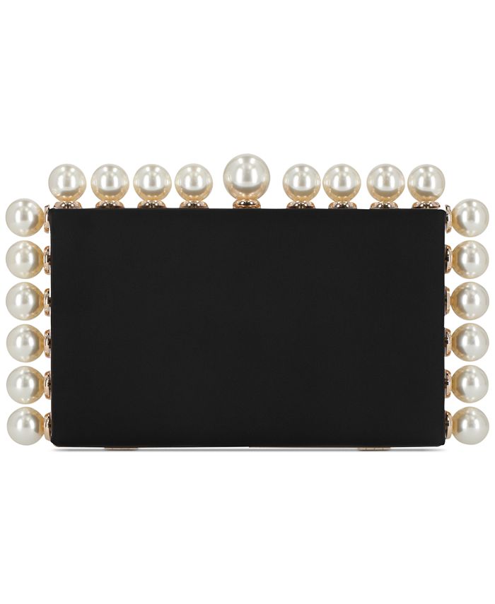 Inc East West Pearl-Trim Clutch, Created for Macy's - Black