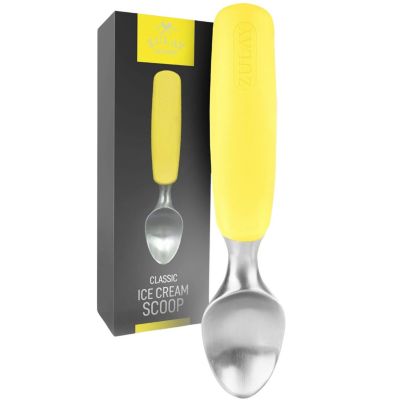 Heavy Duty Ice Cream Scoop - Stainless Steel Ice Cream Scooper With Non-Slip Rubber Grip