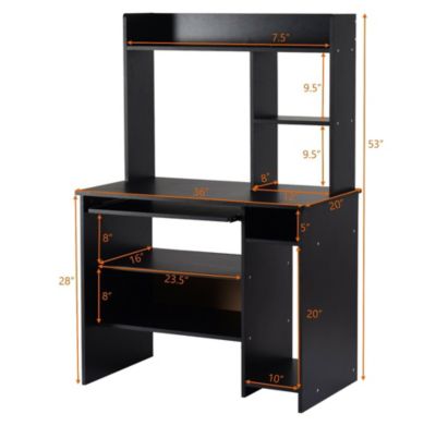 Computer Desk PC Laptop Study Table Bookcase Workstation Shelves