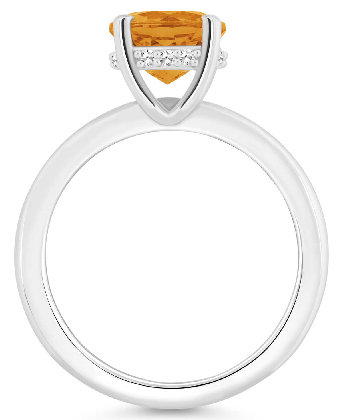Macy's Women's(1-3/4 ct.t.w.) and Diamond Accent Ring in Sterling Silver - Citrine
