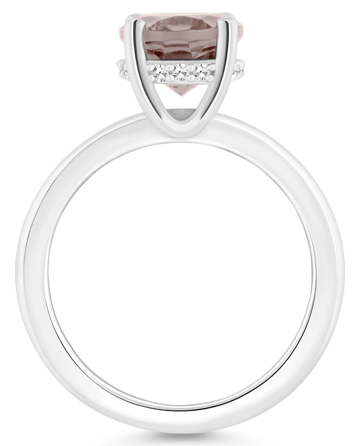 Macy's Women's(2-1/2 ct.t.w.) and Diamond Accent Ring in Sterling Silver - Rose Quartz