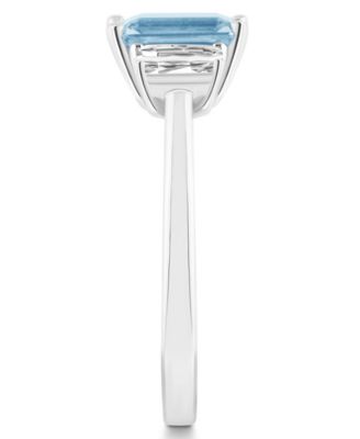 Women's Sky Blue Topaz (2 ct.t.w.) and White Topaz (3/4 ct.t.w.) 3-Stone Ring in Sterling Silver