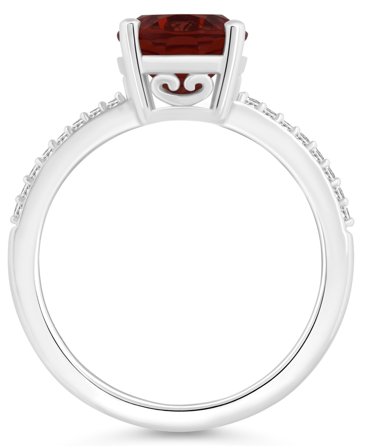 Macy's Women's(3-1/10 ct.t.w.) and Diamond (1/10 ct.t.w.) Ring in Sterling Silver - Garnet