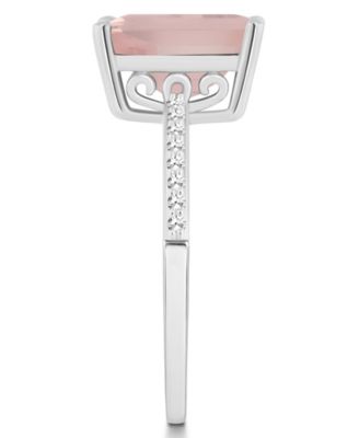 Women's Rose Quartz (3-1/6 ct.t.w.) and Diamond (1/10 ct.t.w.) Ring in Sterling Silver