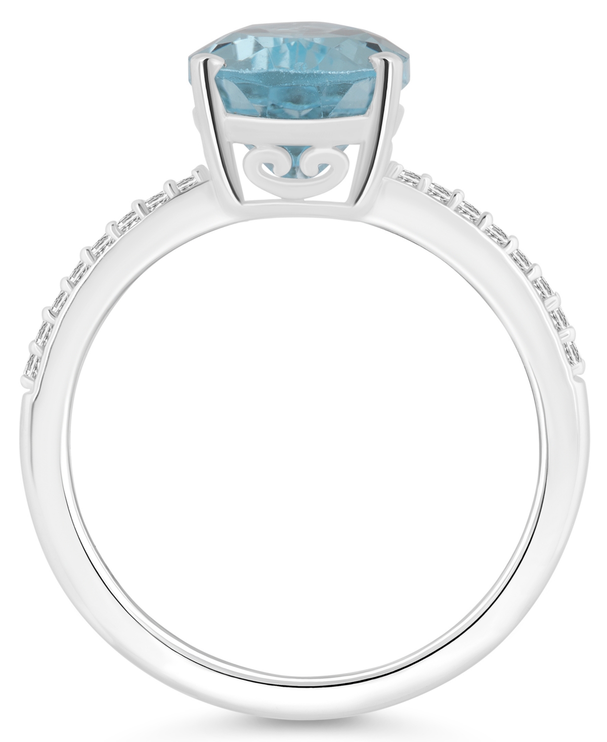 Macy's Women's(3-2/3 ct.t.w.) and Diamond (1/10 ct.t.w.) Ring in Sterling Silver - Sky Blue Topaz