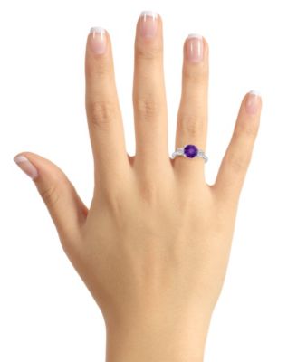 Women's Amethyst (1-3/4 ct.t.w.) and White Topaz (2/3 ct.t.w.) 3-Stone Ring in Sterling Silver