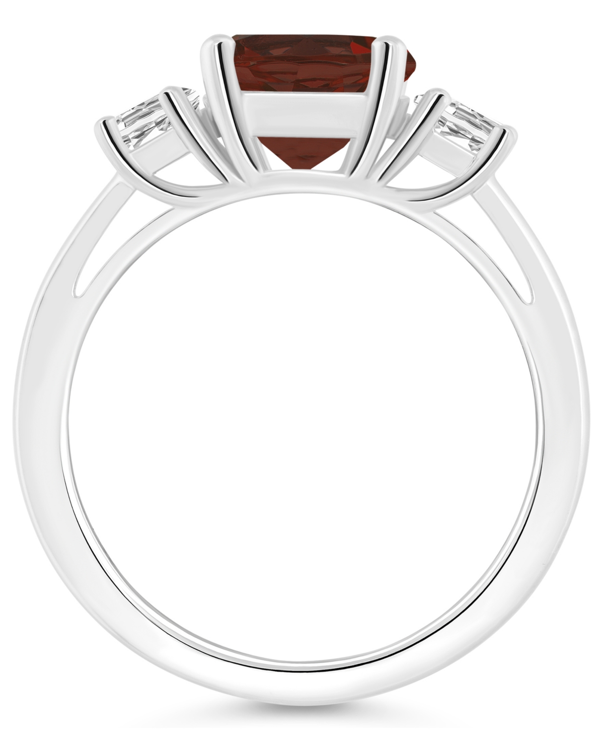 Macy's Women's(2-1/2 ct.t.w.) and White Topaz (2/3 ct.t.w.) 3-Stone Ring in Sterling Silver - Garnet