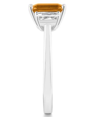 Women's Citrine (1-3/5 ct.t.w.) and White Topaz (3/4 ct.t.w.) 3-Stone Ring in Sterling Silver