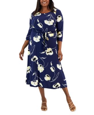 Kasper - Plus Size Fit & Flare Boat-Neck Dress