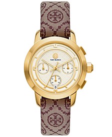 Women's Chronograph The Tory Claret Jacquard and Leather Strap Watch 37mm