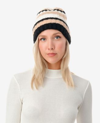 Women's Stripe Ribbed Knit Cuff Beanie