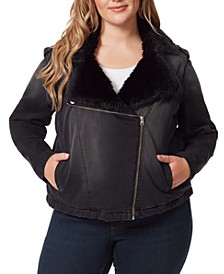 Trendy Plus Size Finley Faux-Fur-Lined Moto Jacket