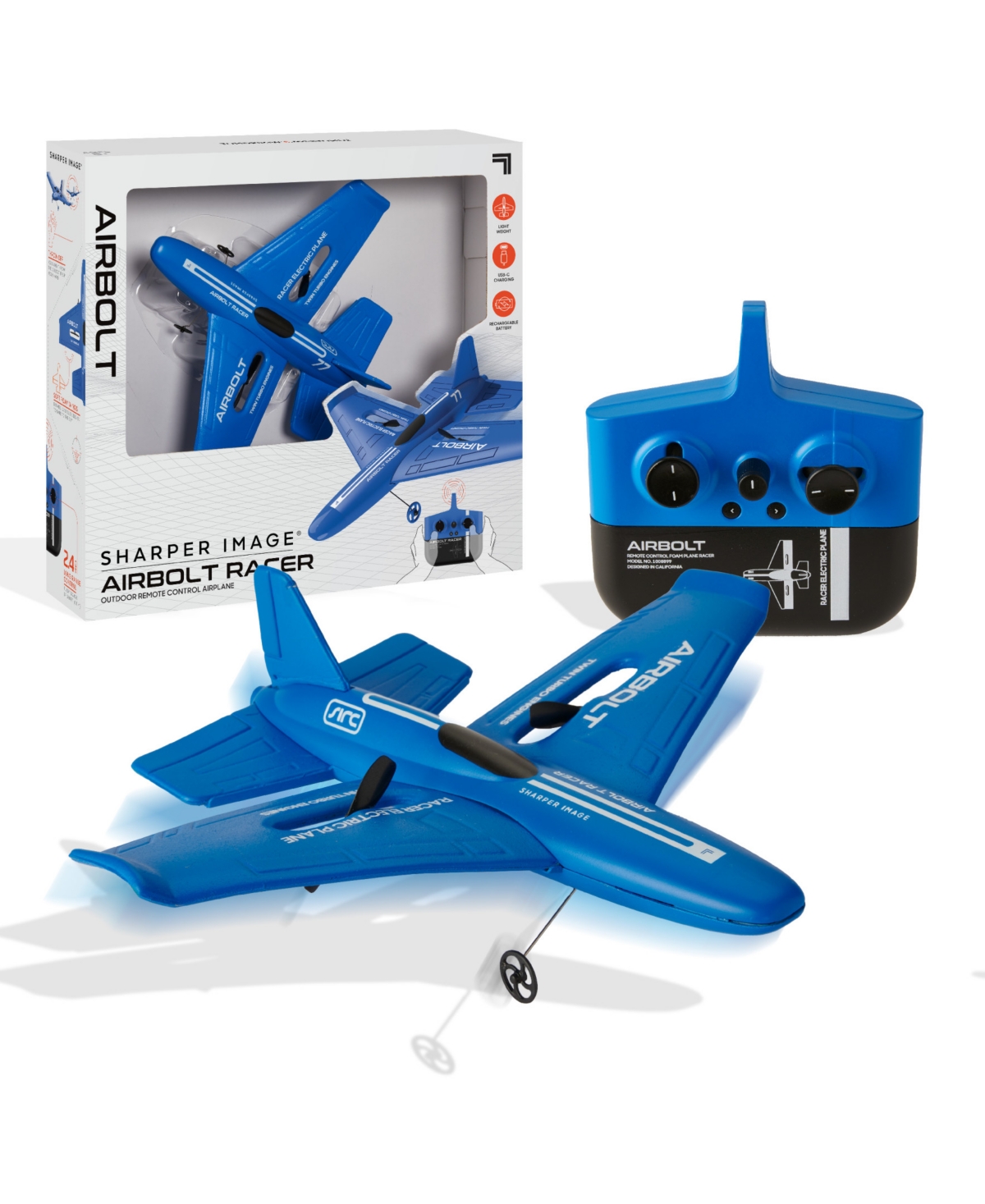 Sharper Image Air Bolt Racer Rc Airplane Set, 7 Piece In Blue