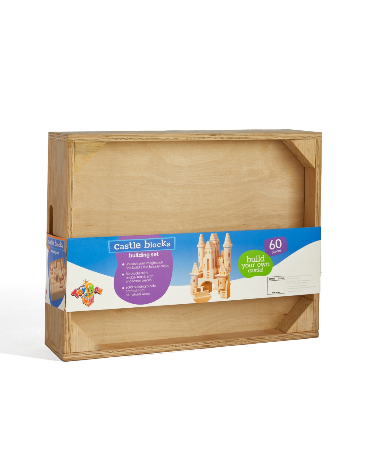 Geoffrey's Toy Box Solid Pine Wooden Castle Block Play Set, Created For Macy's In Tan