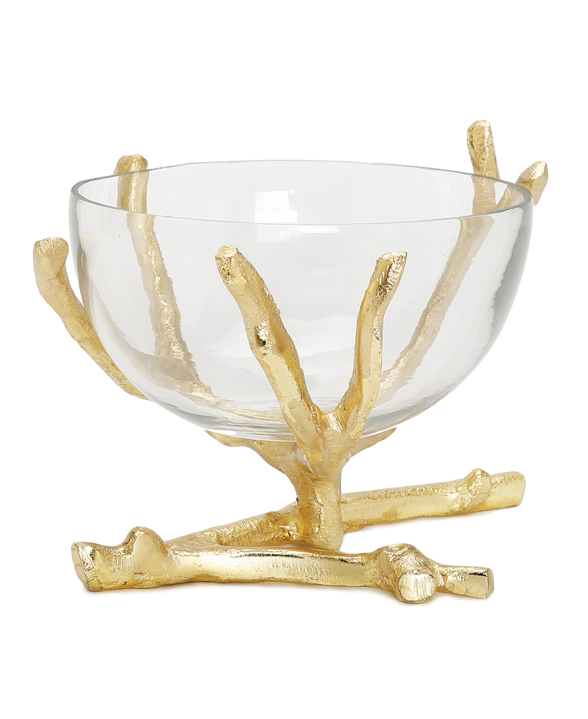 Classic Touch Twig Base Removable Glass Bowl, 6.5" X 5.5" In Gold-tone