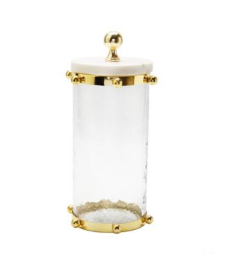 Classic Touch Hammered Glass Canister with Ball Design and Marble Cover ...