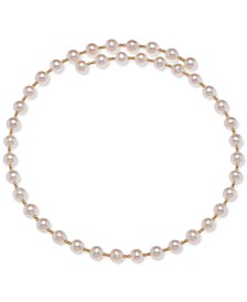 Cultured Freshwater Pearl (6-1/2 - 7mm) & Polished Bead Coil 14-1/2" Choker Necklace in 18k Gold-Plated Sterling Silver