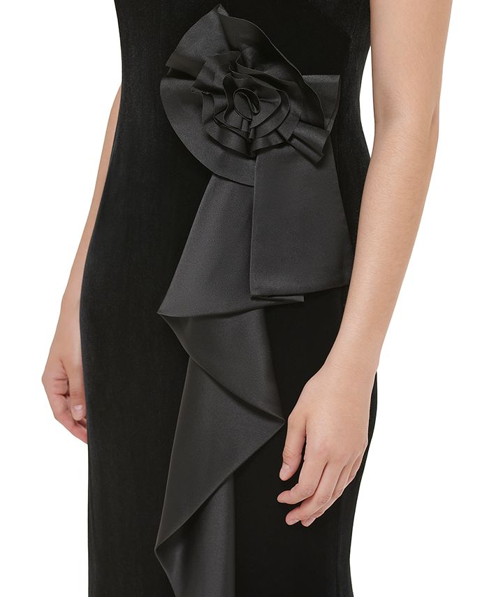 Floor-Length Gown with Side Waterfall Ruffle Red main image 1
