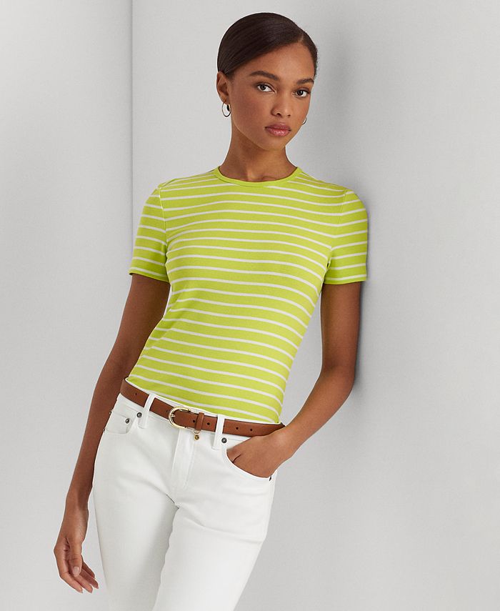 Lauren Ralph Lauren Women's Striped Stretch Cotton T-Shirt & Reviews - Tops  - Women - Macy's