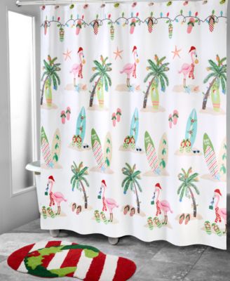 Flamingo Jingle Holiday Printed Shower Curtain, 72" x 72"