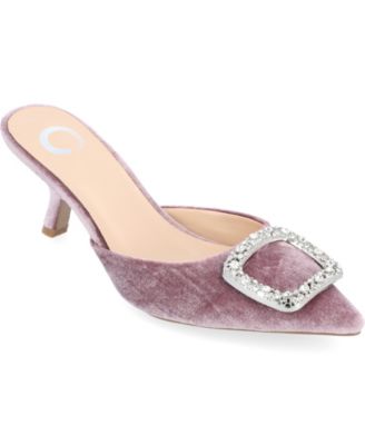 Women's Rishie Ornamented Kitten Heel Velvet Mules