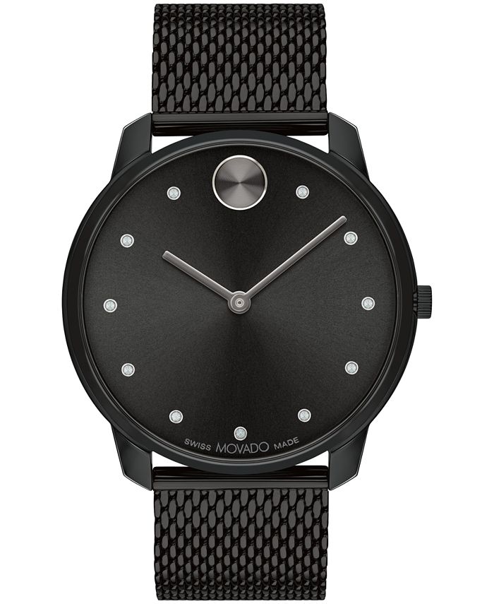 Movado Men s Bold Thin Swiss Quartz Ionic Plated Black Steel