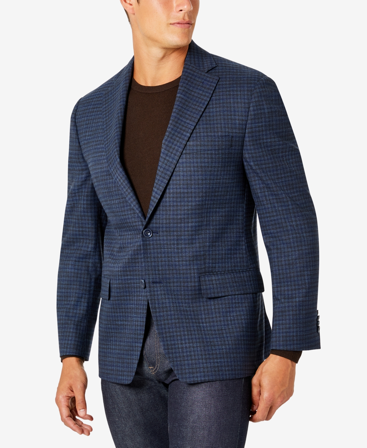 Michael Kors Men's Modern-fit Pattern Check Sport Coats In Blue