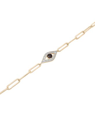 Black Diamond (1/20 ct. t.w.) & White Diamond (1/10 ct. t.w.) Evil Eye Paperclip Link Bracelet