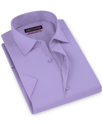 Men's Slim Fit Performance Short Sleeves Solid Button Down Shirt